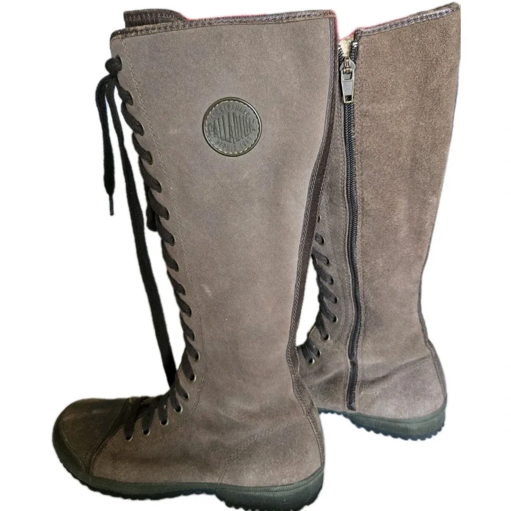 Palladium Women's Tall Boots Vintage Brown EU 39/US 8 Laced Faded Leather Look - Picture 16 of 16